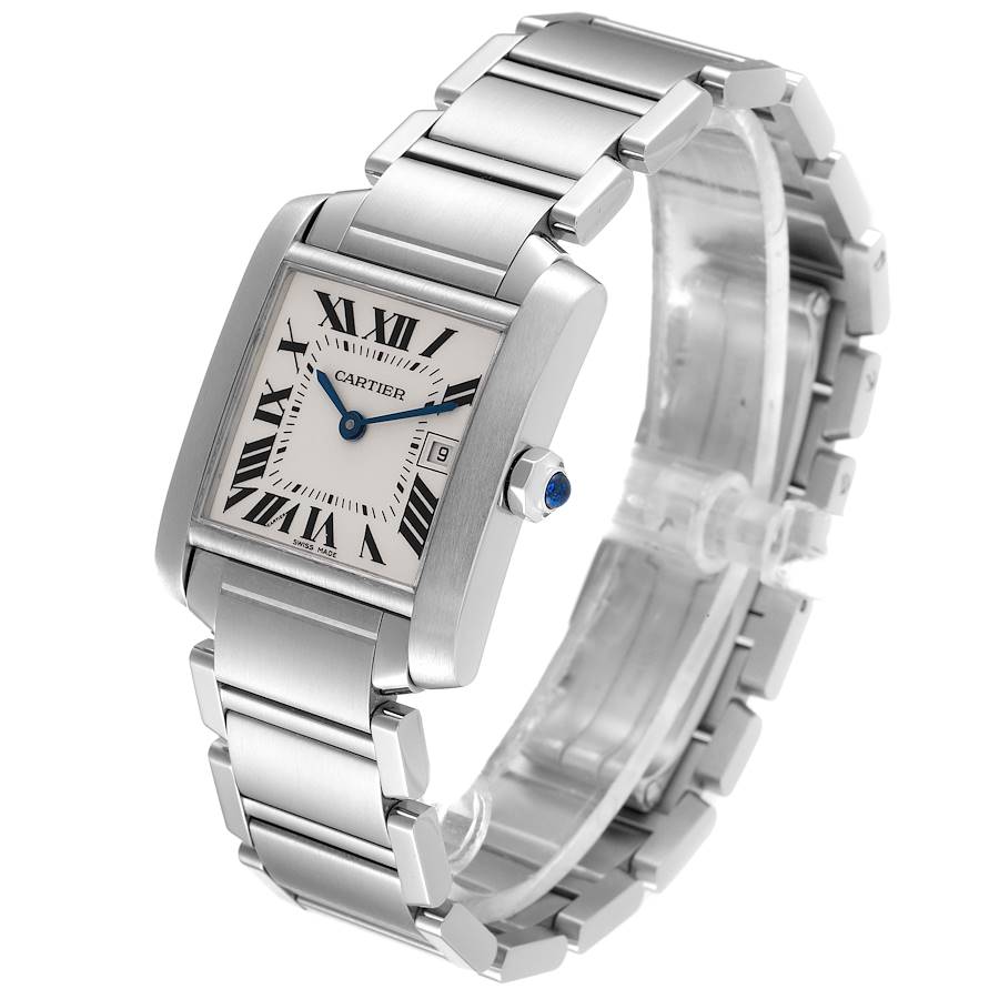 Ladies Medium Cartier 25mm Tank Francaise Stainless Steel Watch In Matte Finish. (Pre-Owned)