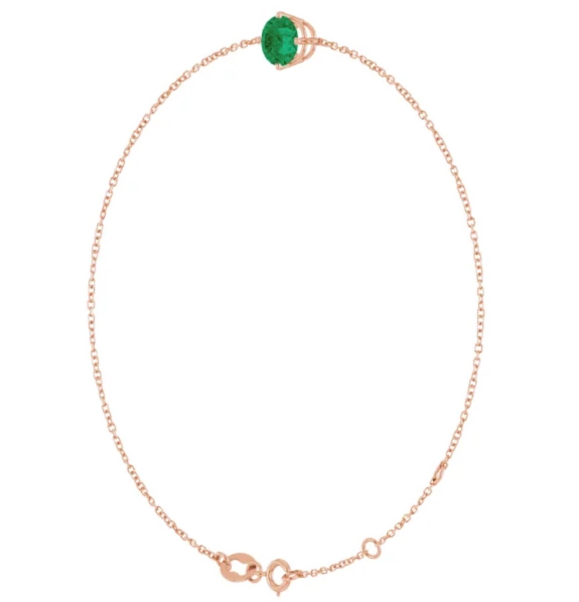 14K Yellow 6 mm Lab-Grown Emerald Bracelet, Gift for her, Bridal jewelry