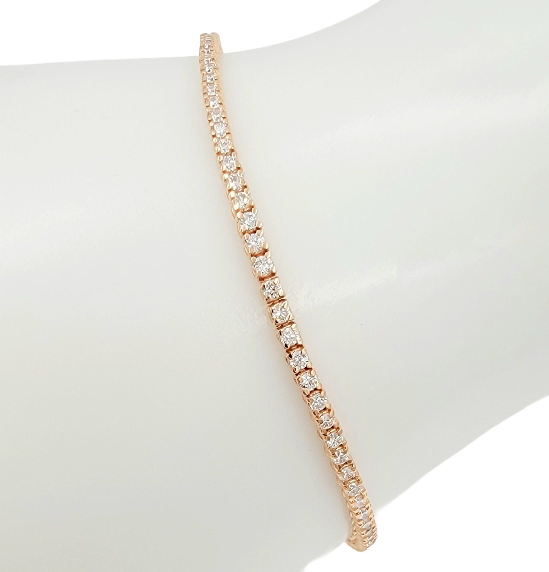 14k rose gold diamond tennis bracelet