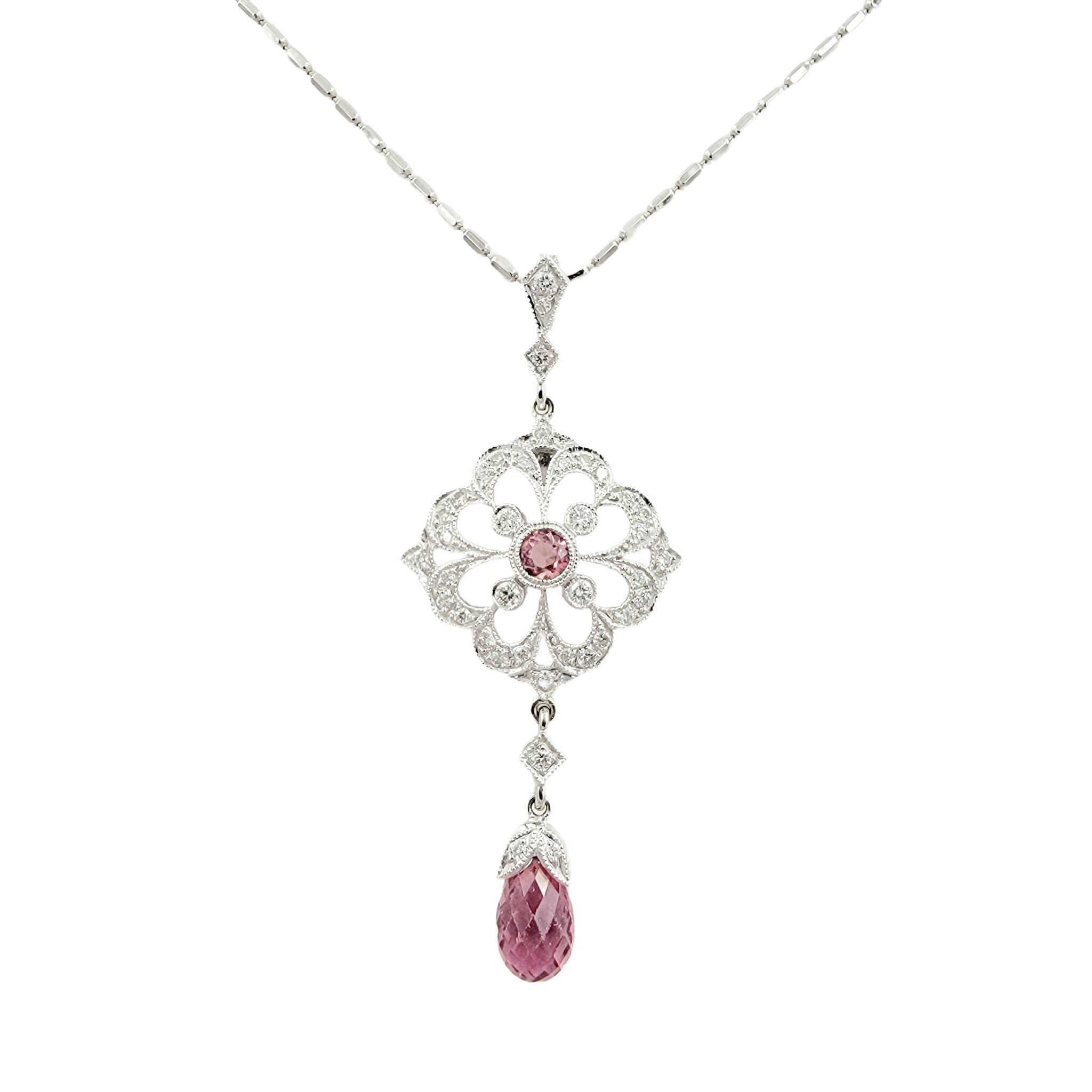 18k lady's pendant necklace gift for her pink sapphire gem