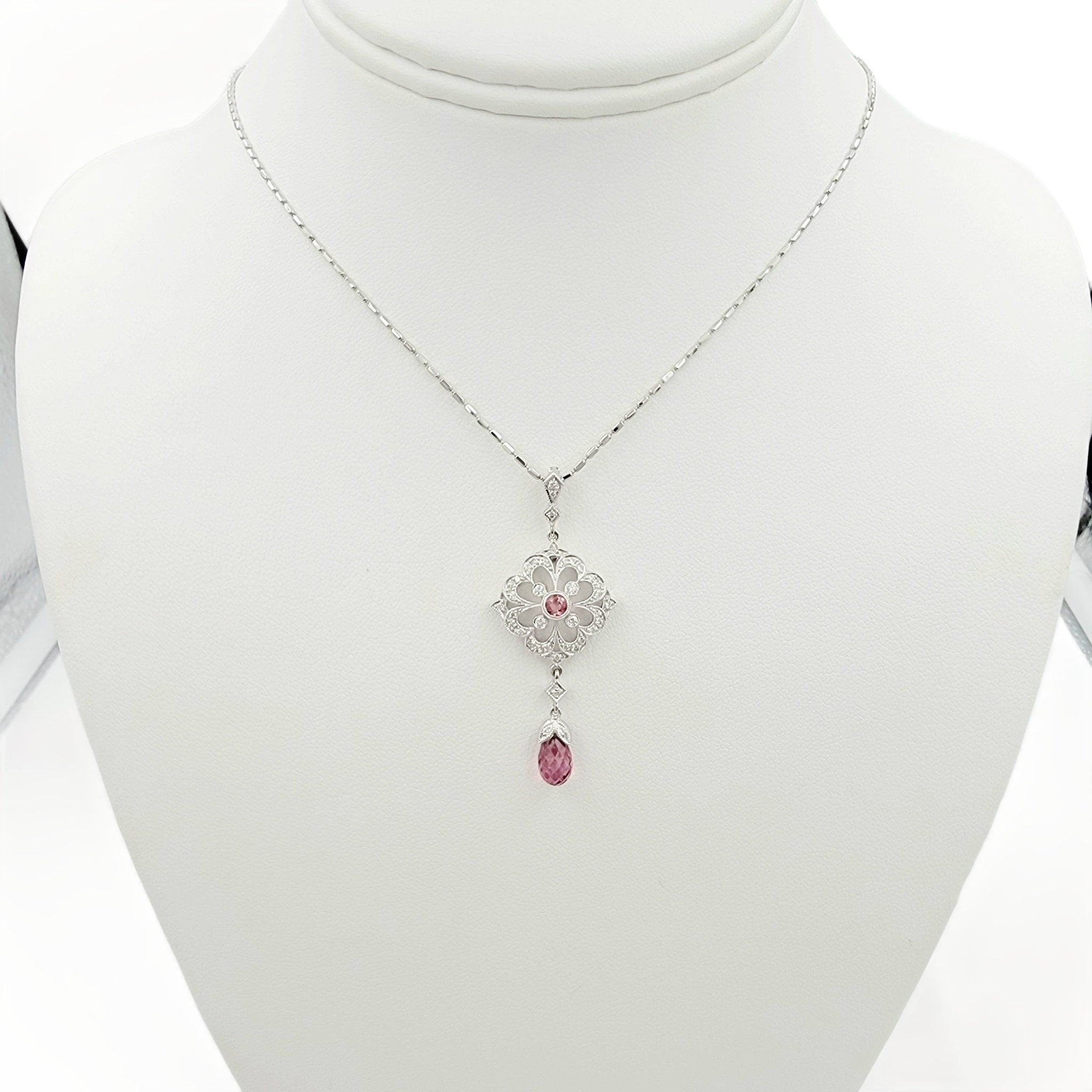 18k lady's pendant necklace gift for her pink sapphire gem