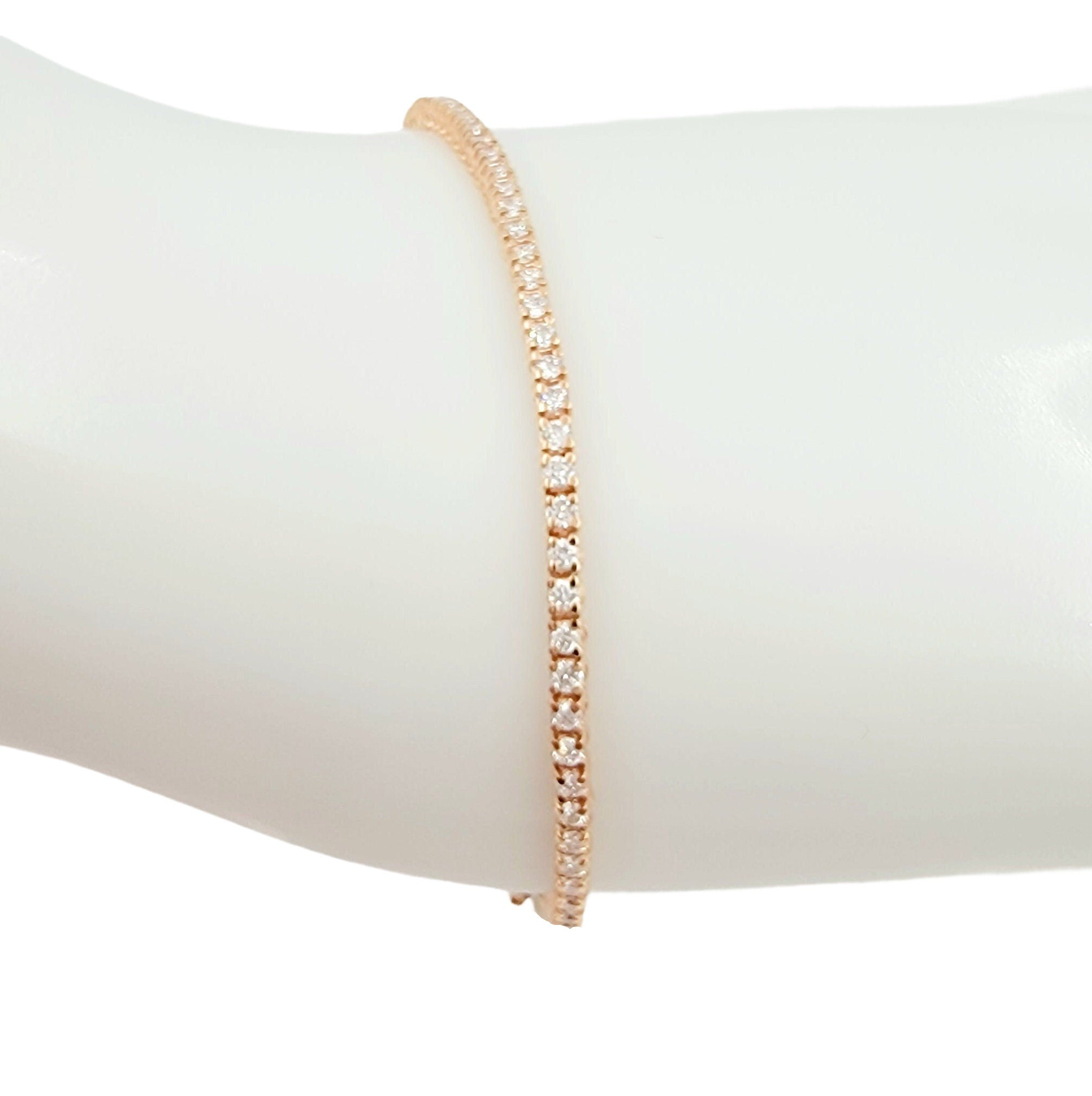 14k rose gold diamond tennis bracelet