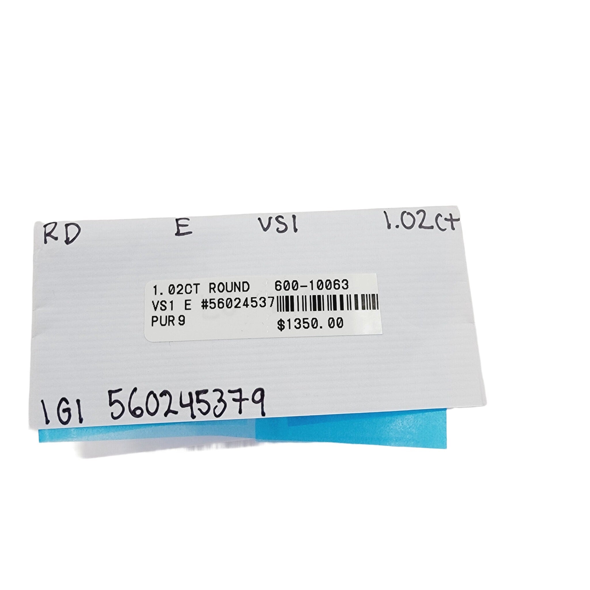 1.02ct Round Brilliant Cut Lab Grown Diamond VS1 Clarity, E Color