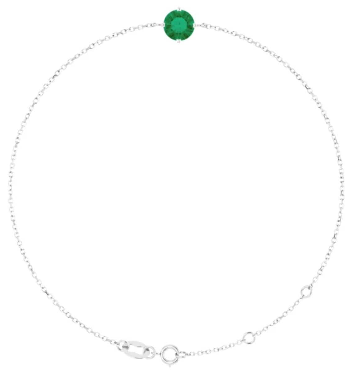 14K Yellow 6 mm Lab-Grown Emerald Bracelet, Gift for her, Bridal jewelry