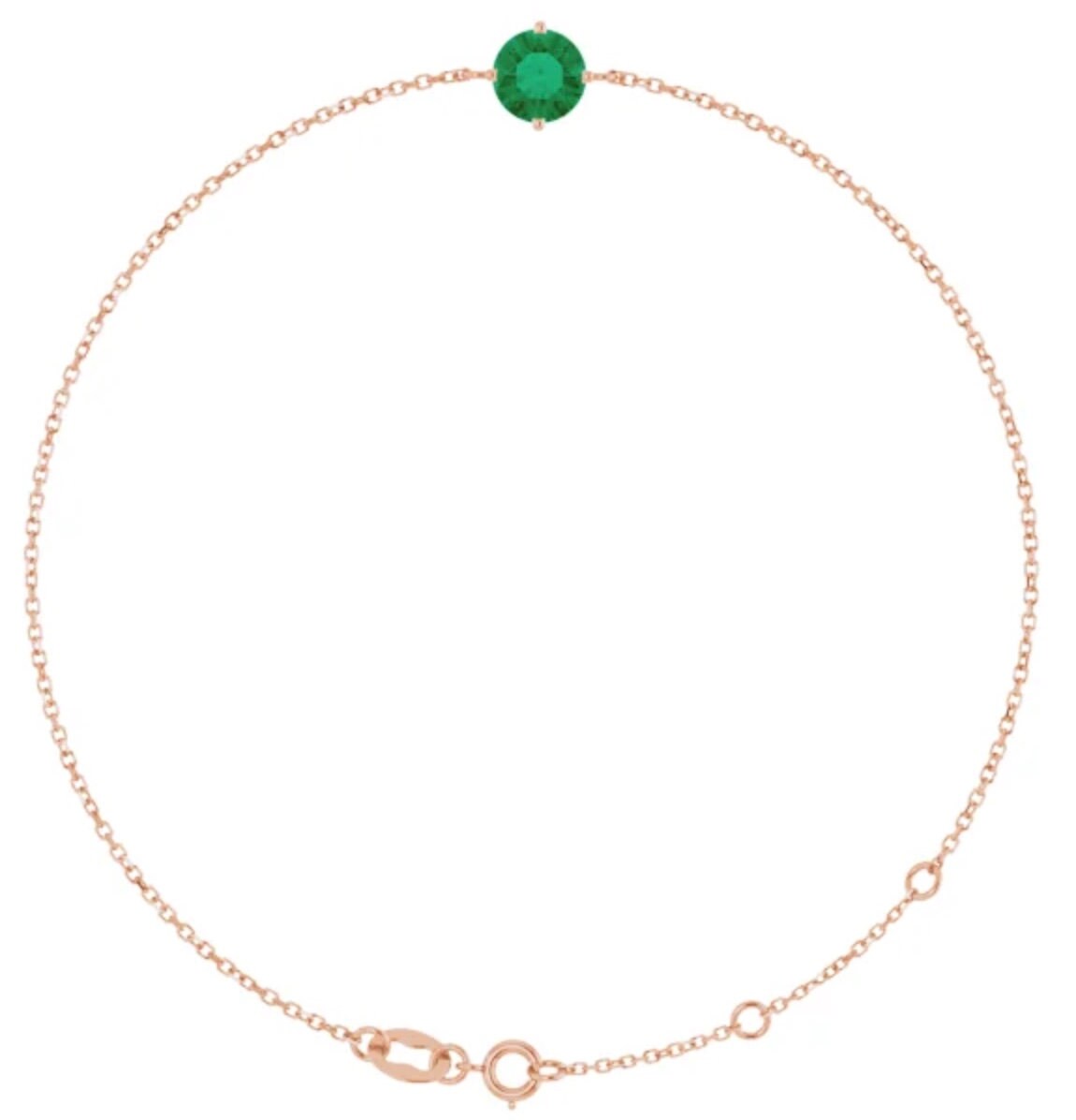 14K Yellow 6 mm Lab-Grown Emerald Bracelet, Gift for her, Bridal jewelry