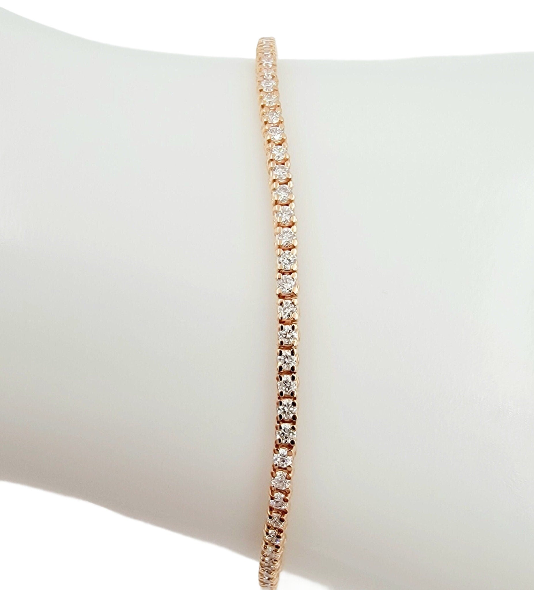 14k rose gold diamond tennis bracelet