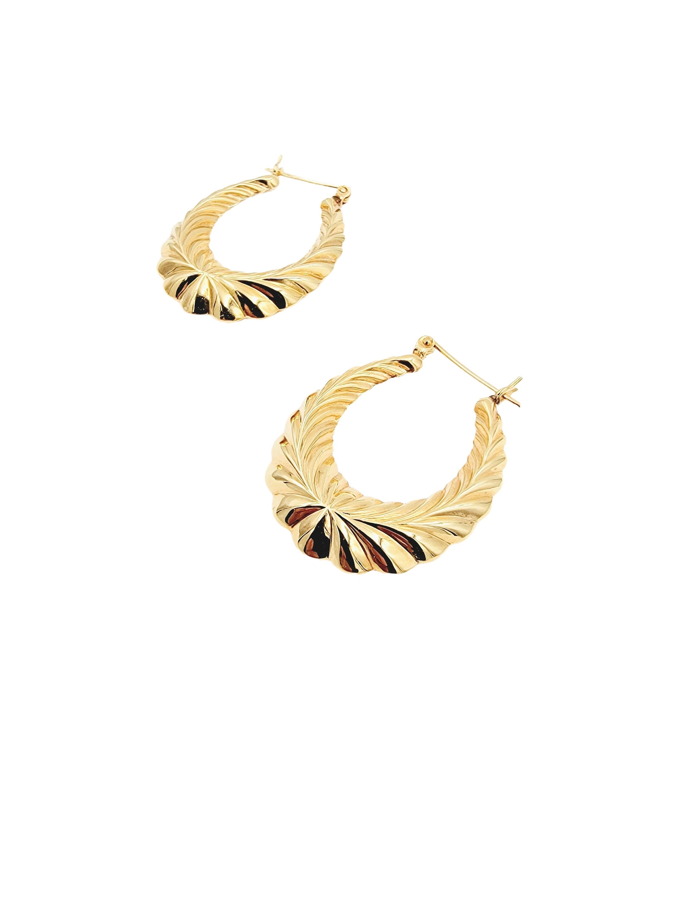 14K Gold Classic Hoop Earrings, Solid 14k Yellow Gold women's Hoops, Bold and Classy Design