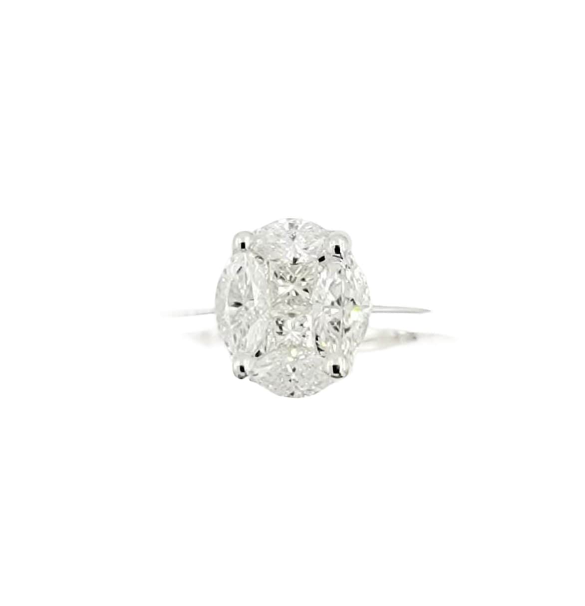 18k White Gold Diamond Cluster Ring