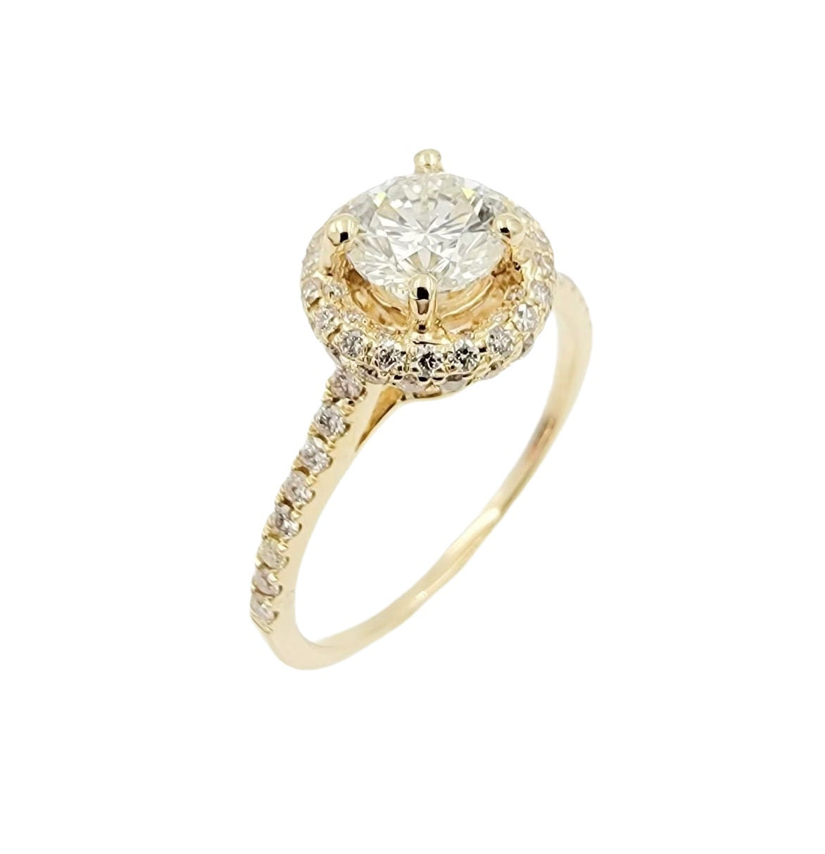 14k Yellow Gold Diamond Halo Ring
