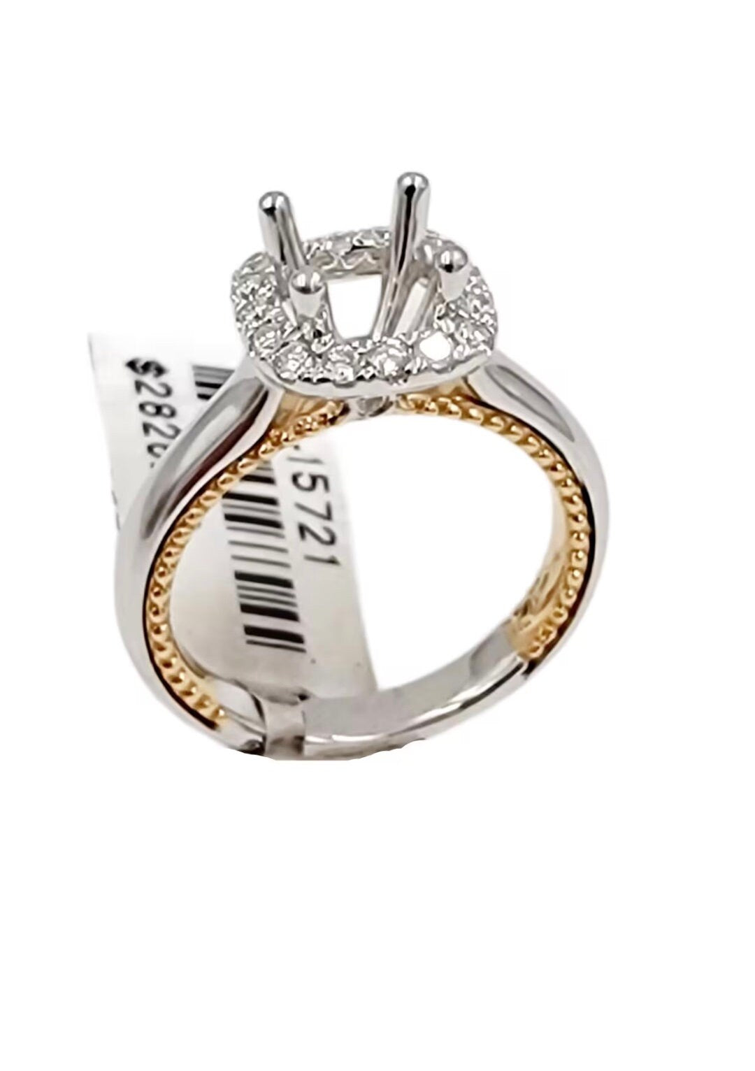 18k Two Tone Semi Mount Ring. White and Rose gold