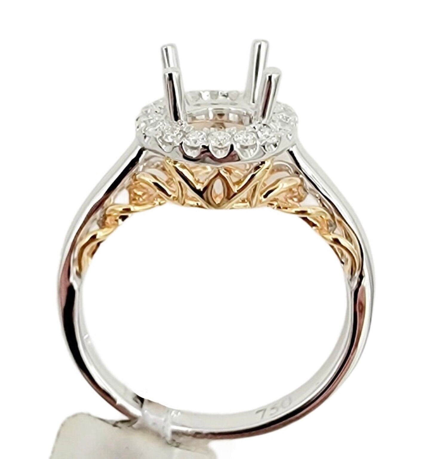 18k White/Rose Gold diamond ring/setting-center stone not included