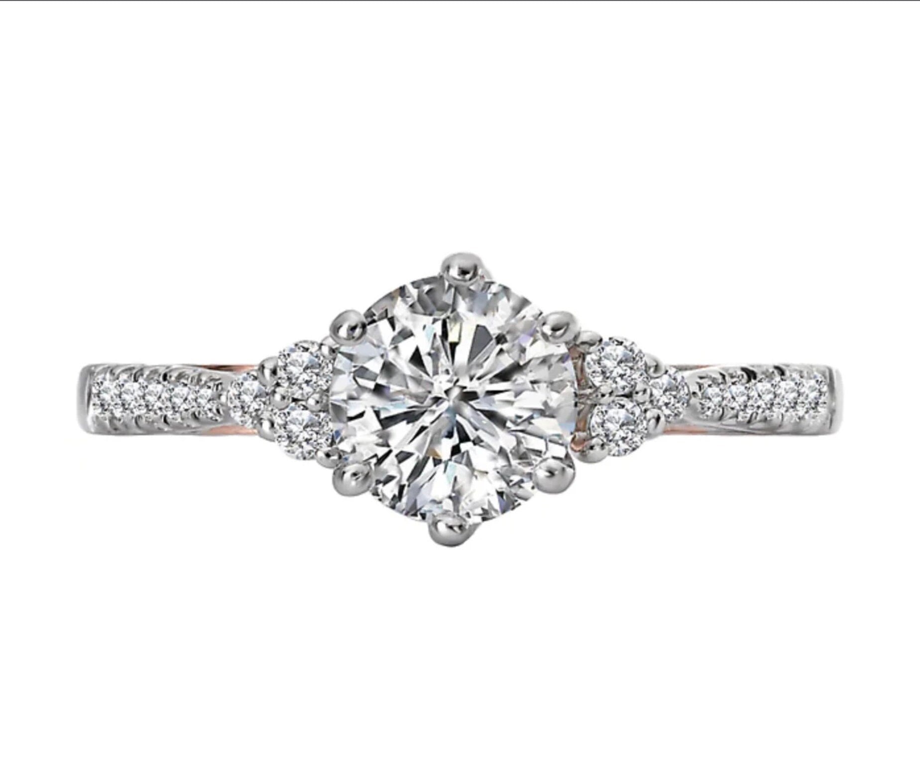 14K Two Tone White/Rose Gold Semi-Mount Romance Collection Wedding Ring.