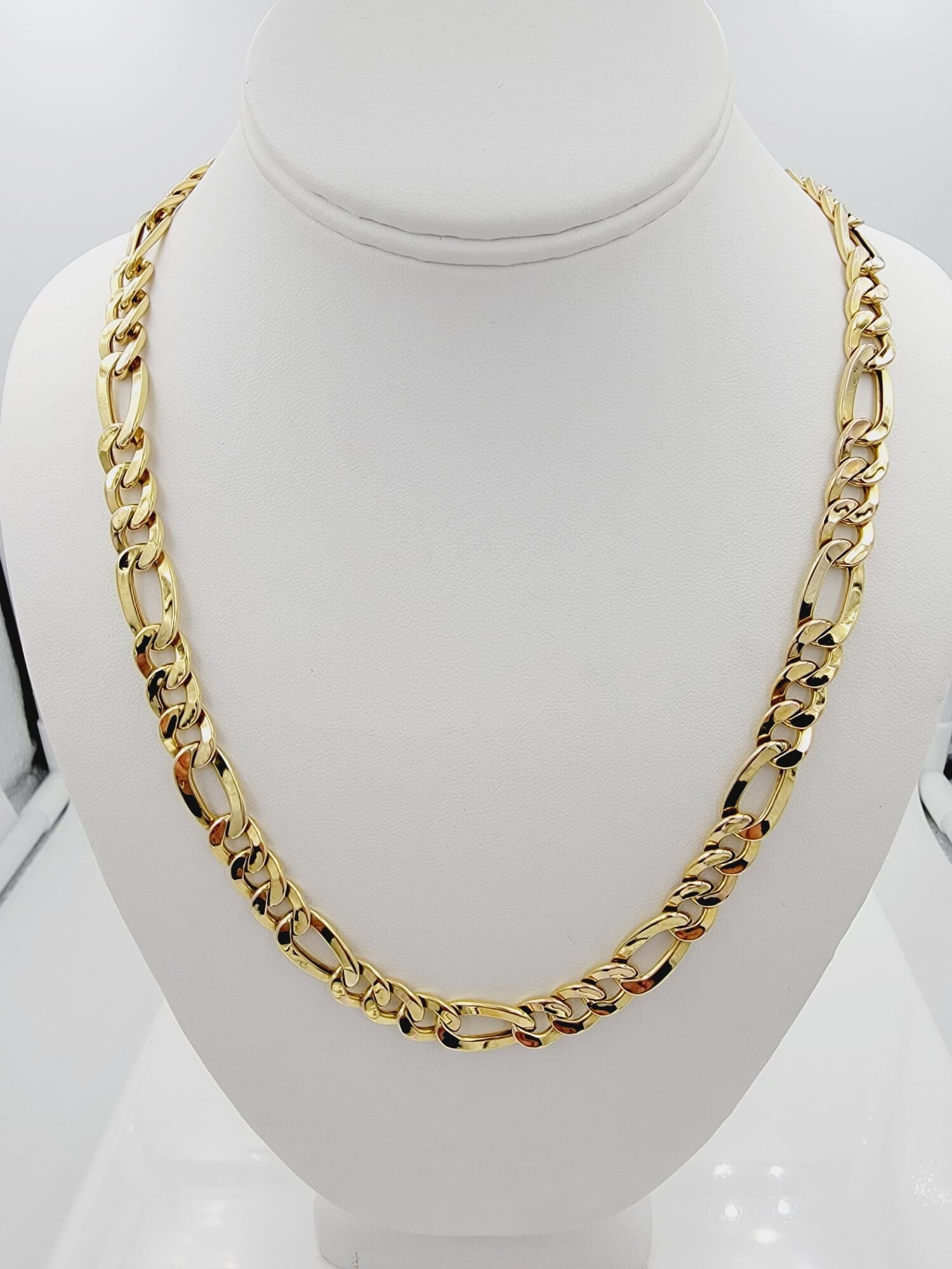 10k Yellow Gold Figaro Link Chain - 22 Inches, 10.4 mm, 26.3 grams