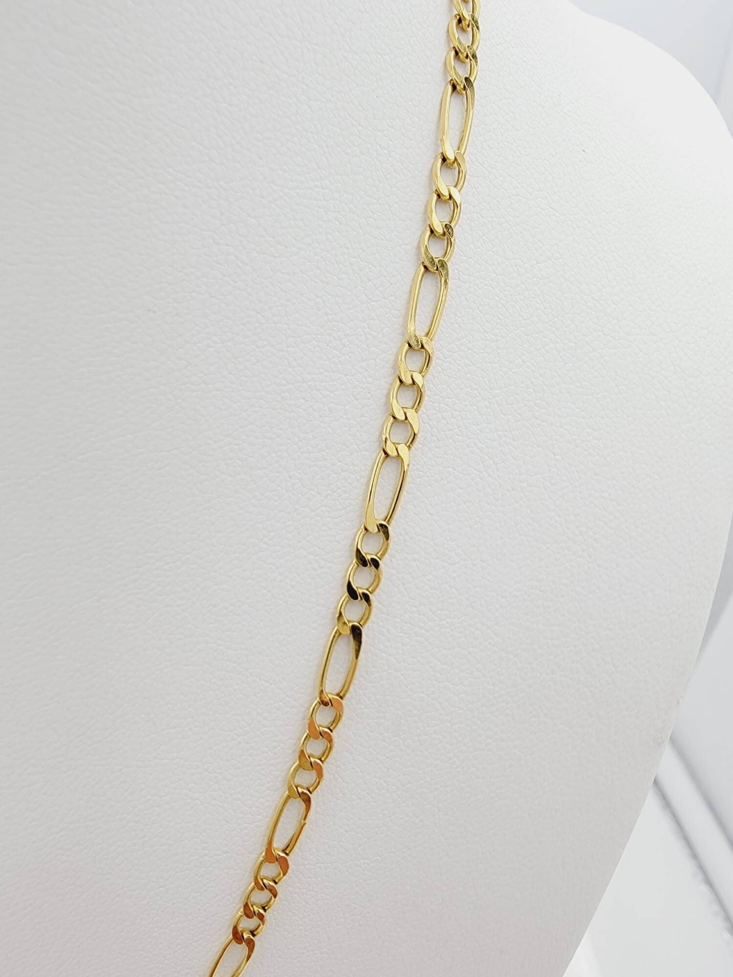 14k Solid Yellow Gold Figaro Chain, 20 Inch, 3.4mm, 5.0 Grams