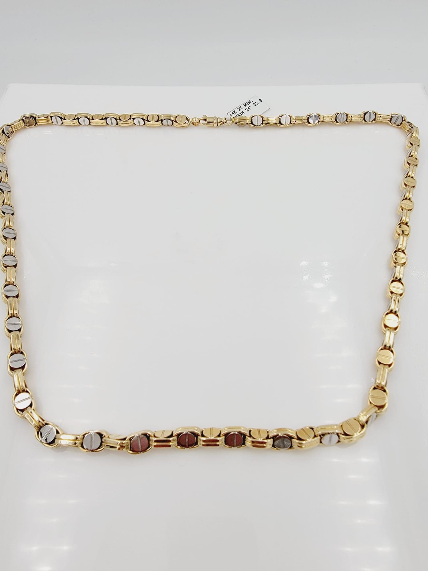 14k 2-tone  Men's Gold Chain, 24 Inch, 6 mm, 32.6 Grams