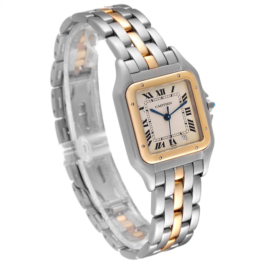 Ladies Medium Cartier Panthere Two Tone Watch with 18K Yellow Gold / Stainless Steel and White Dial. (Pre-Owned W25028B5)