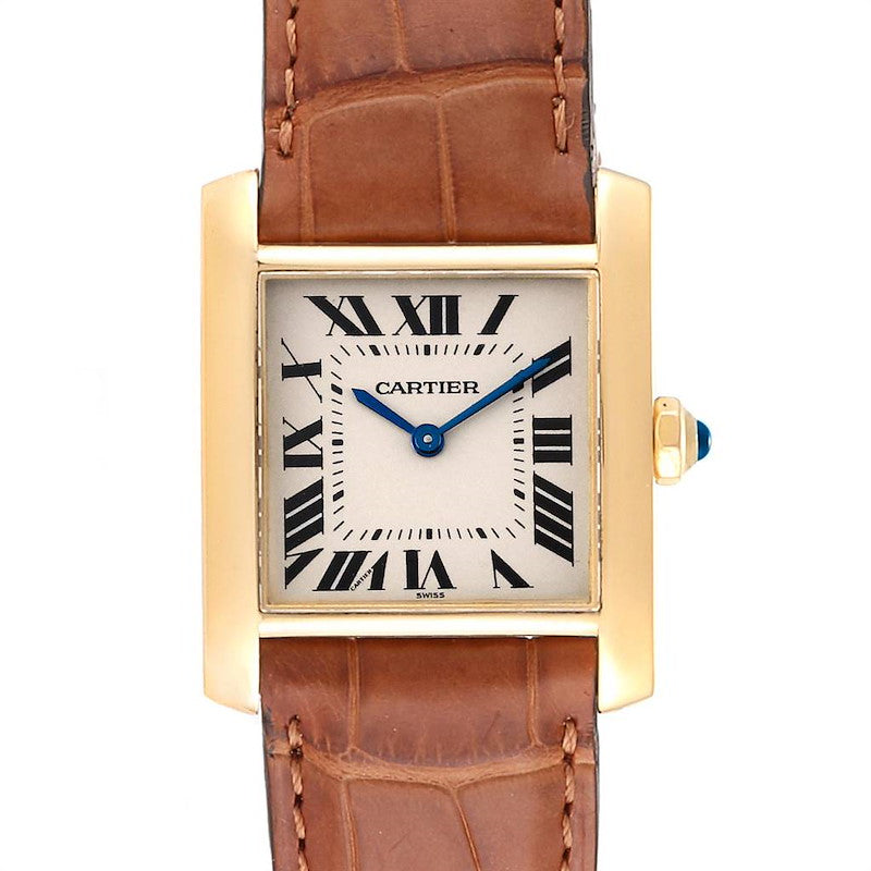 Ladies Medium Cartier Tank Francaise 18K Yellow Gold Watch with White Dial Roman Numerals. (Pre-Owned)