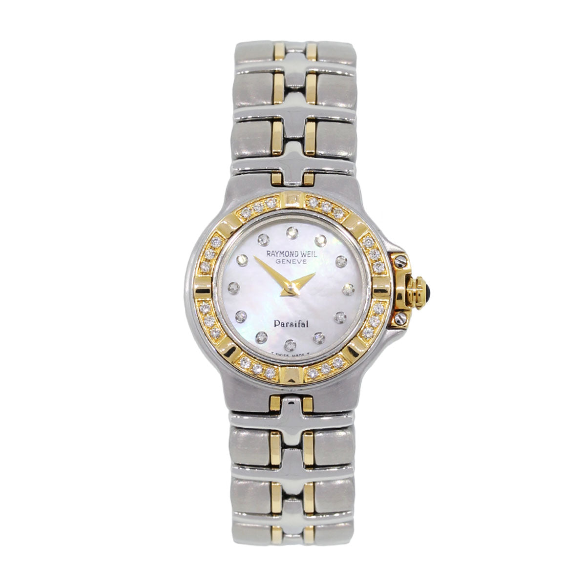 Ladies Raymond Weil Parsifal Two Tone Watch with Mother of Pearl Diamond Dial and Diamond Bezel. (Pre-Owned)
