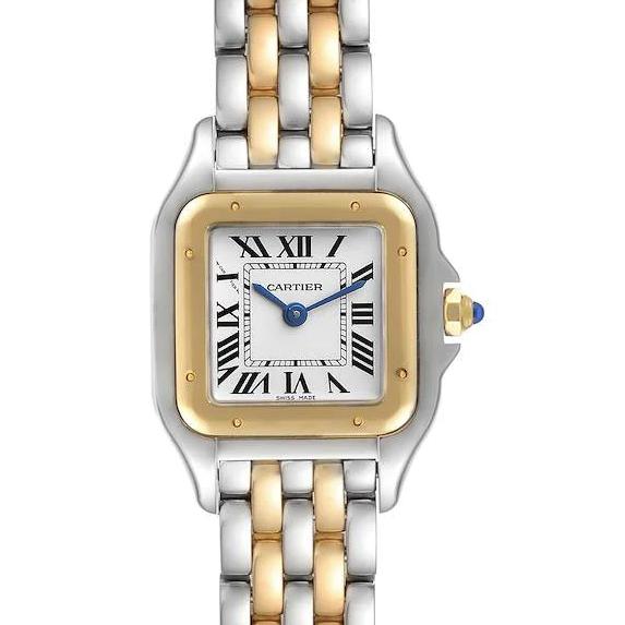 Ladies Small Cartier Panthere Watch in 18K Yellow Gold and Stainless Steel with White Dial. (Pre-Owned)