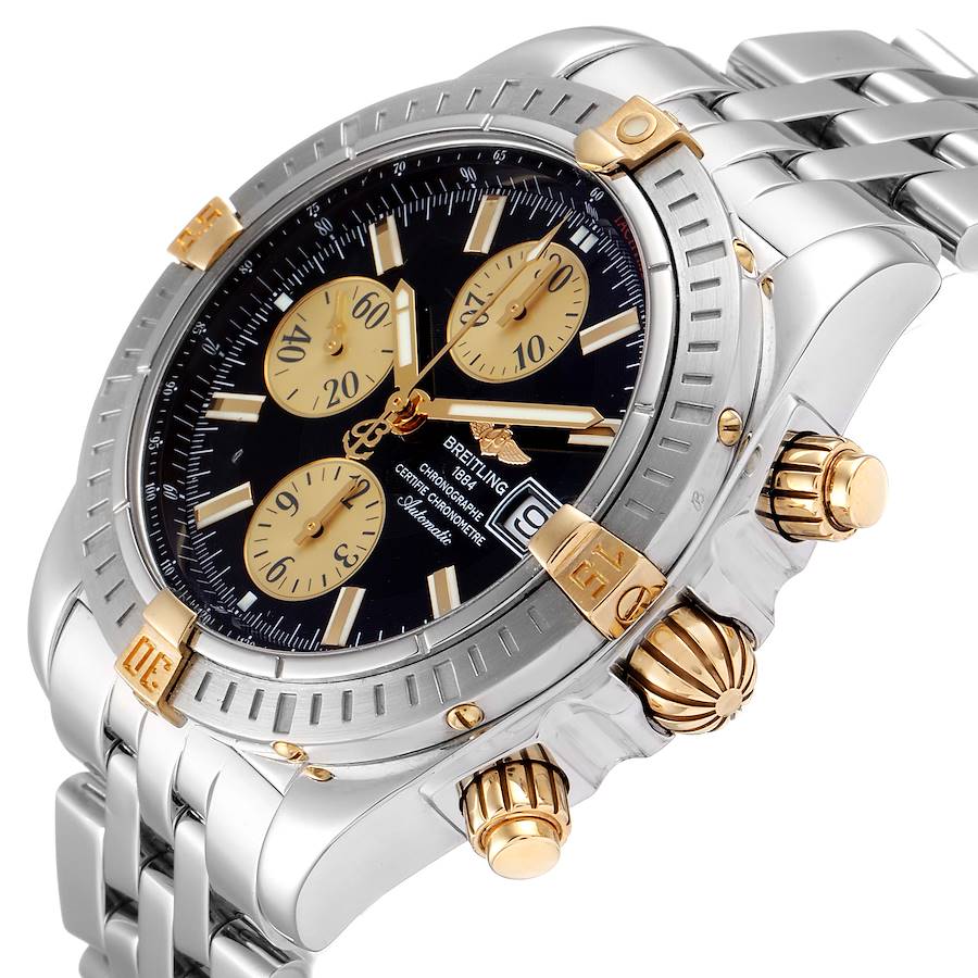 Men's Breitling 40mm 18K Yellow Gold / Stainless Steel Watch with Black Chronograph Dial. (Pre-Owned)