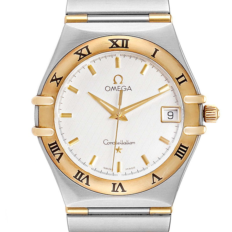 Men's Omega 30mm Constellation 18K Two Tone Watch with Silver Texture Dial and Fixed Roman Numeral Bezel. (Pre-Owned)