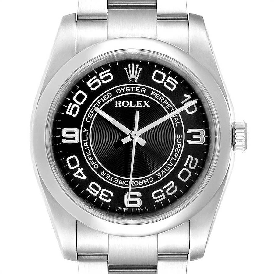Men's Rolex 36mm Stainless Steel Watch with Concentric Black Dial and Smooth Bezel. (Pre-Owned 116000)