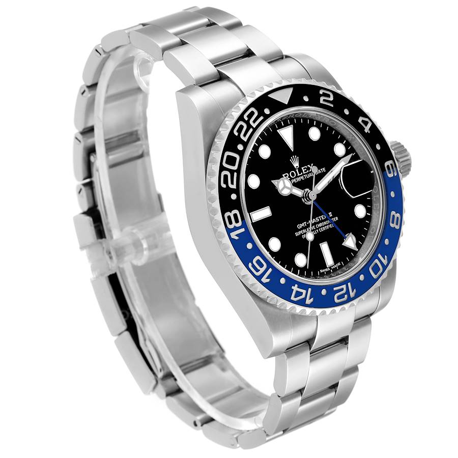 Men's Rolex 40mm GMT Master II "Batman" Stainless Steel Watch with Black Dial and Blue / Black Bezel. (Pre-Owned 116710)