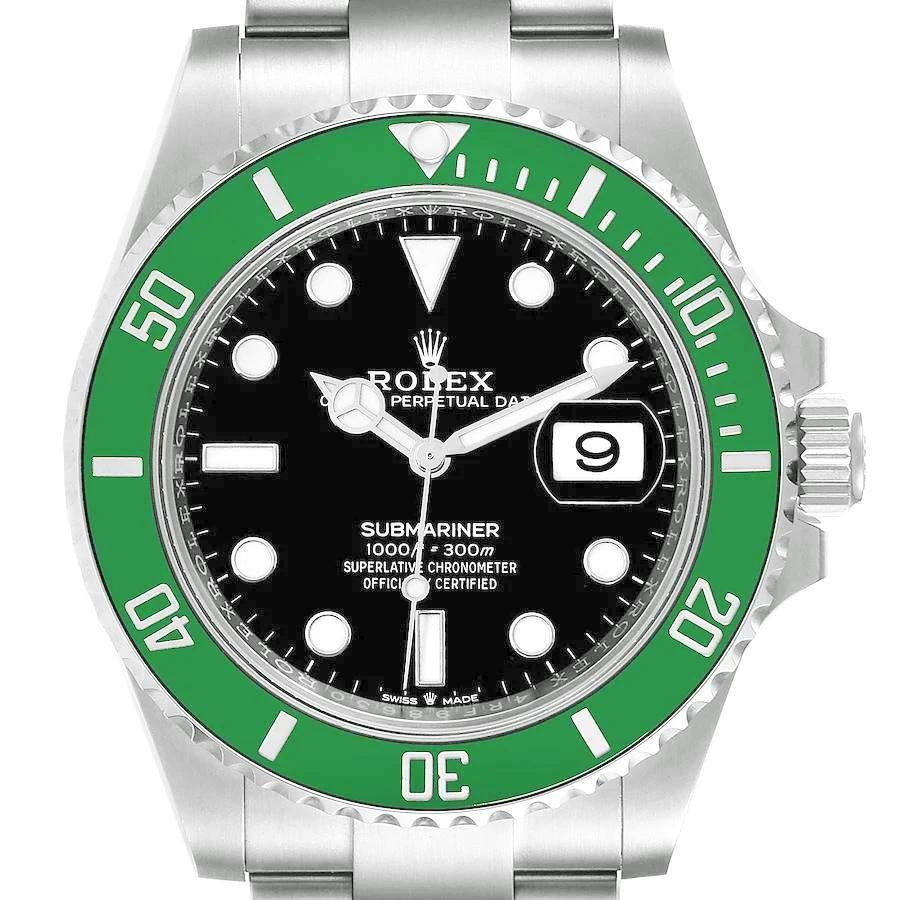 🏷️ PRICE CUT 2003 Men's Rolex 40mm Submariner Oyster Perpetual Stainless Steel Watch with Black Dial and Green Bezel. (Pre-Owned 16610)