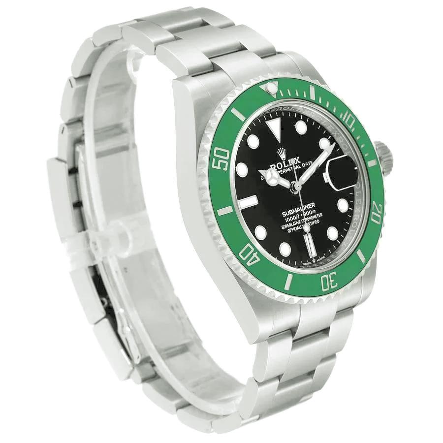 2003 Men's Rolex 40mm Submariner Oyster Perpetual Stainless Steel Watch with Black Dial and Green Bezel. (Pre-Owned 16610)