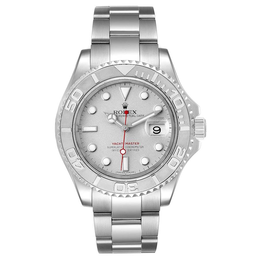 Men's Rolex Yacht Master 40mm Oyster Perpetual Stainless Steel Watch with Pewter Dial and Platinum Bezel. (Pre-Owned 16622)