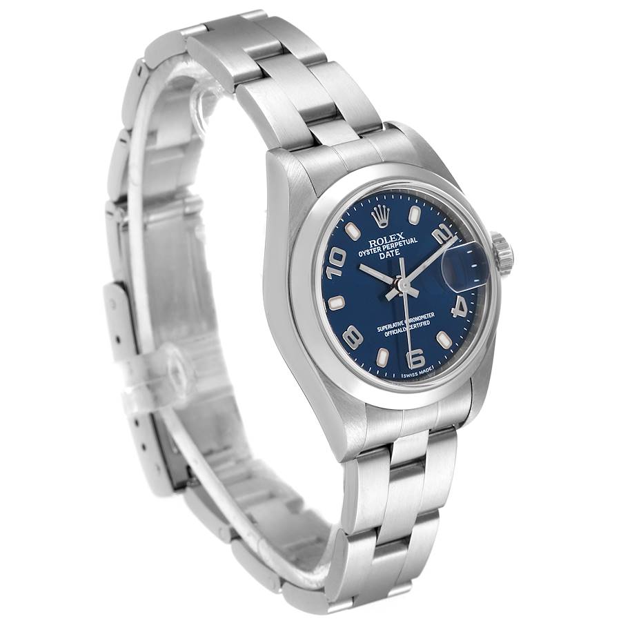 Ladies Rolex 26mm DateJust Stainless Steel Watch with Midnight Blue Dial and Smooth Bezel. (Pre-Owned)
