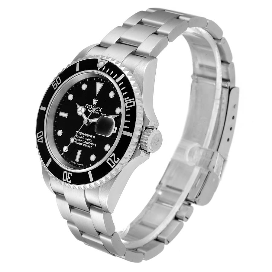 Men's Rolex 40mm Submariner Date Oyster Perpetual Stainless Steel Watch with Black Dial and Black Bezel. (Pre-Owned 16610)
