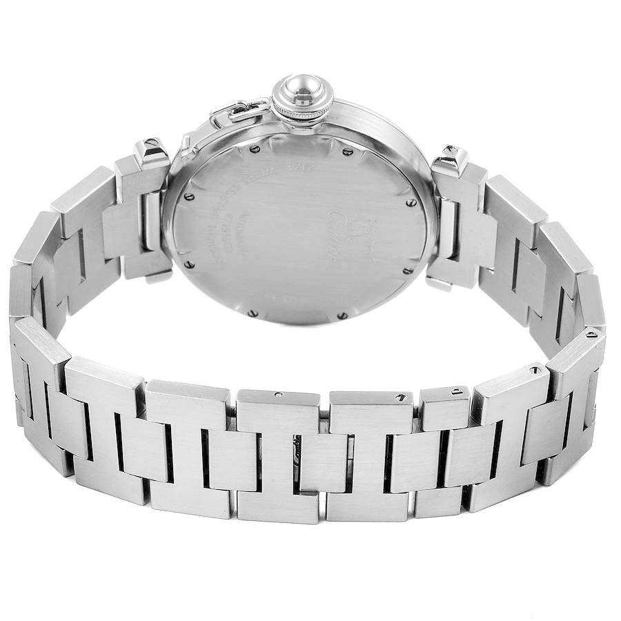 Unisex Medium 36mm Cartier Pasha Watch with Black Dial in Matte Stainless Steel. (Pre-Owned)