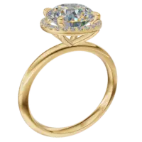 Halo ring in 14K Yellow Gold